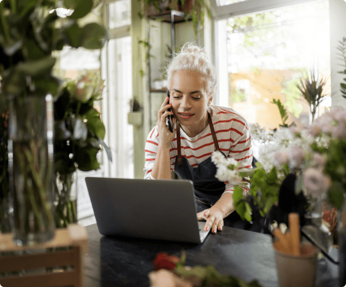 Business owner working on a laptop