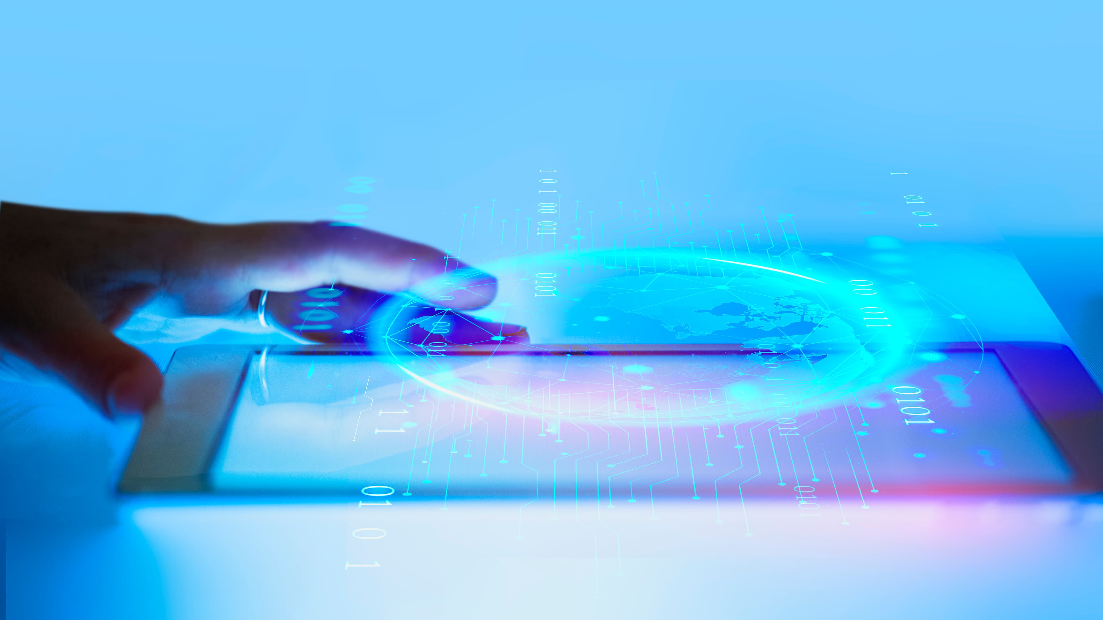 Reviewing managed security reporting on a laptop and phone